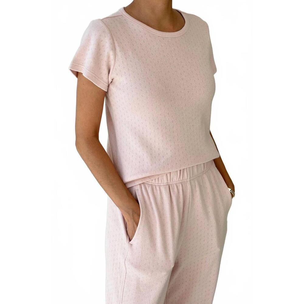 NEW LE BON SHOPPE pointelle babe tee in baby pink